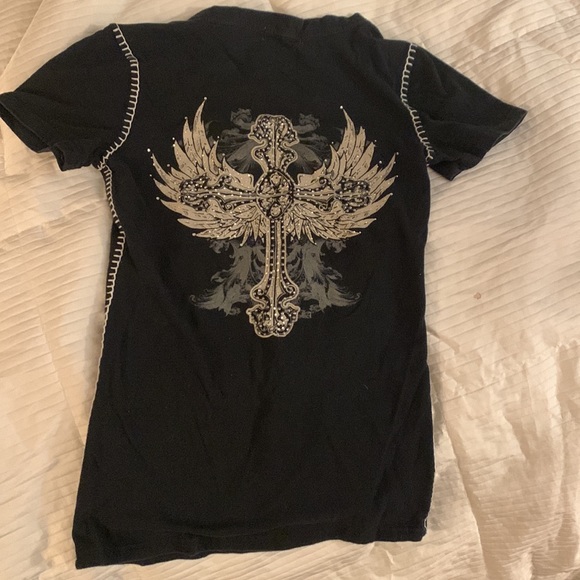 Designer Jeweled Cross Angel Wings Thick Stitching From Los Angeles Bus Stop❤️T2 - Picture 8 of 13